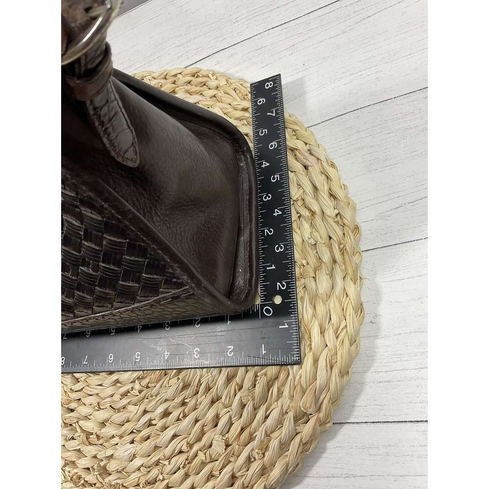 Brighton Leather Shoulder Bag Purse Woven Brown - Picture 7 of 12